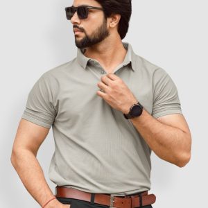 Men Printed Polo Collar Oversized T-shirt